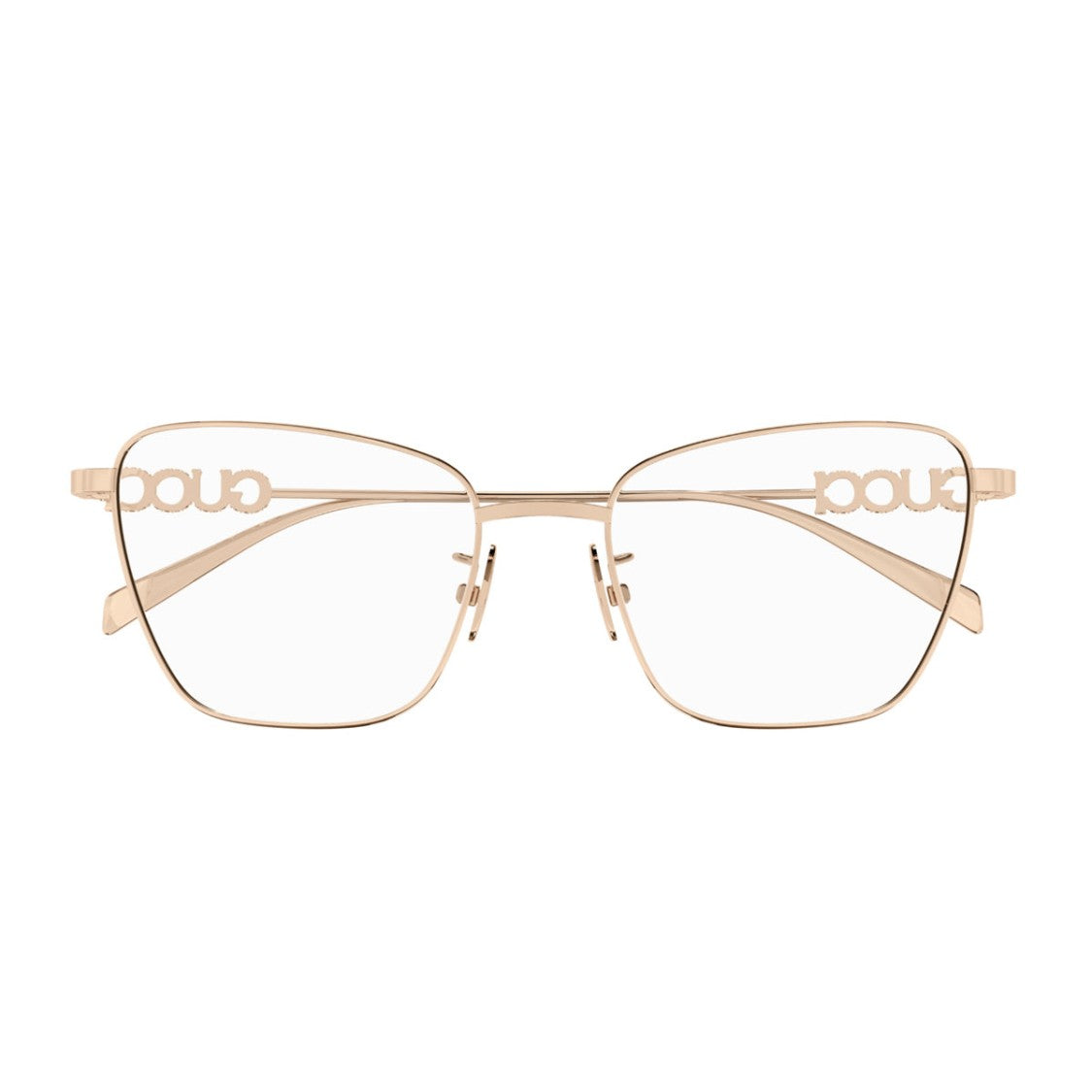 Gucci Gold Geometric Metal Eyeglasses