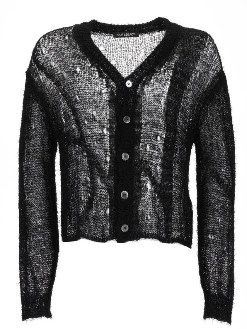Our Legacy Neutrals Striped Loosely Knitted Linen Cardigan