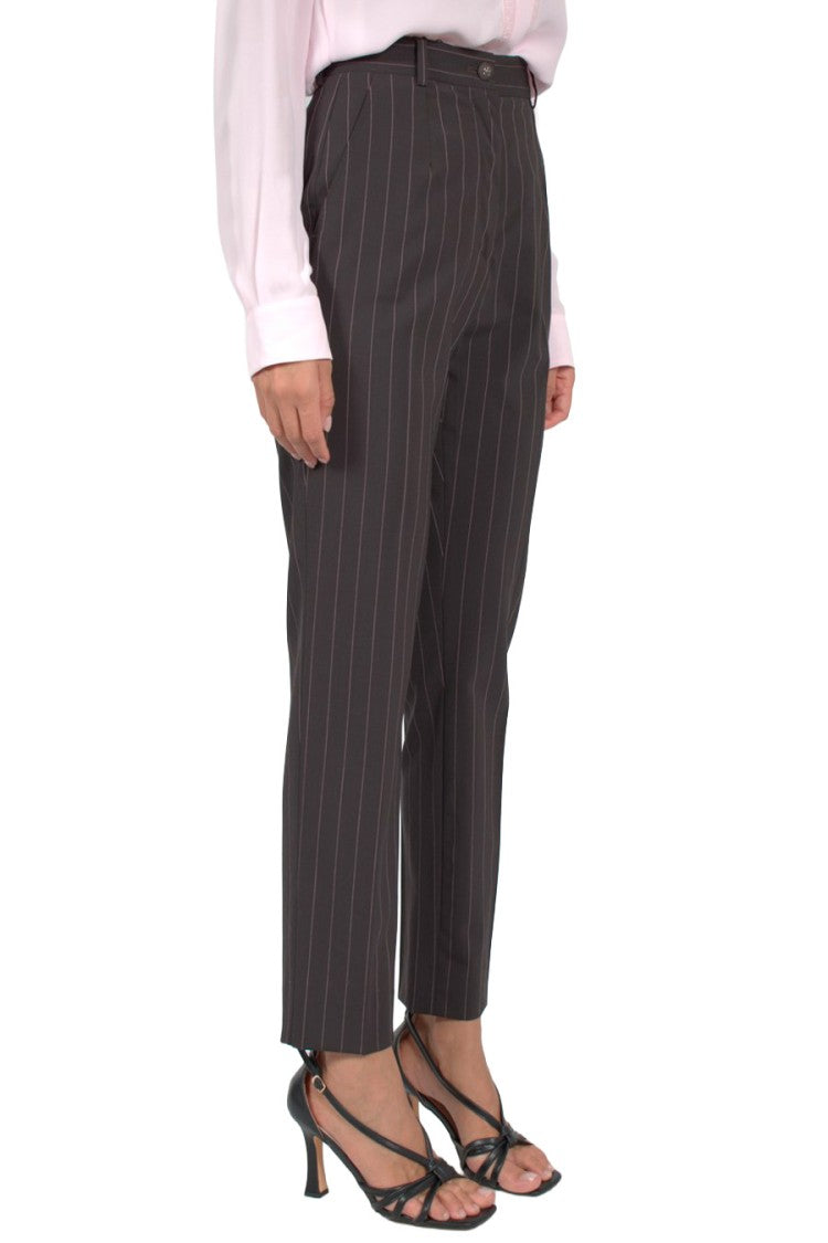 Dolce & Gabbana Charcoal Pinstripe Tapered Wool-Blend Pants