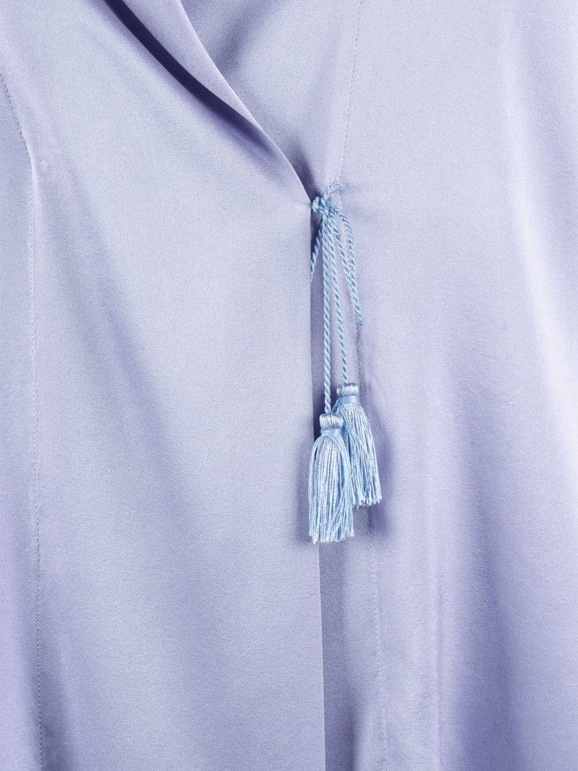Forte Forte Shiny Stretch Silk Satin Wrap Blouse