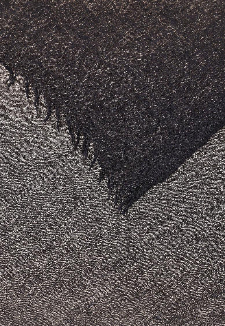 Destin Lightweight Black Scarf With Hand-Frayed Edges And Semi-Transparent Texture