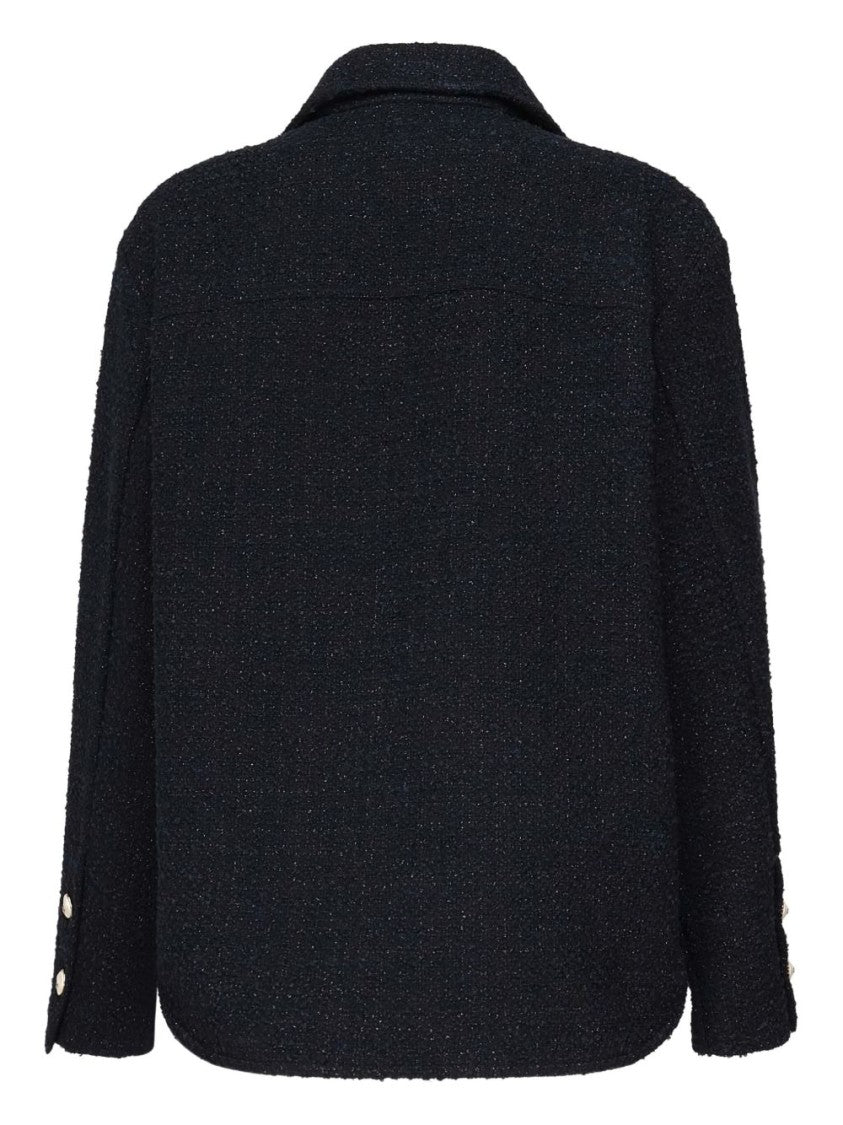 Pinko Navy Blue Oversized Blazer With Gold Buttons