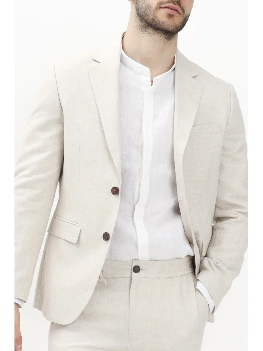 Selected Beige Linen Cotton Rounded Jacket