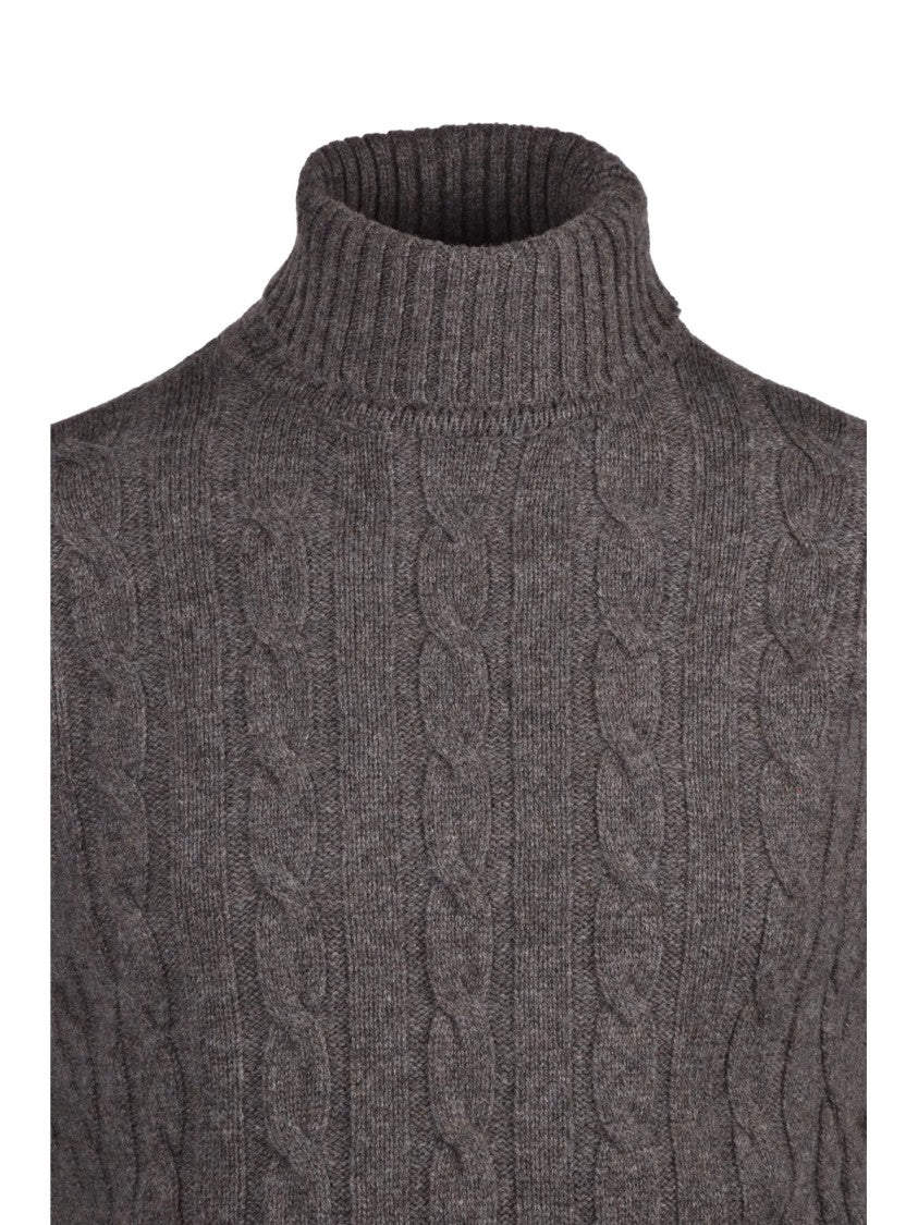 Daniele Fiesoli High Neck Cable Knit Sweater In Extrafine Merino Wool