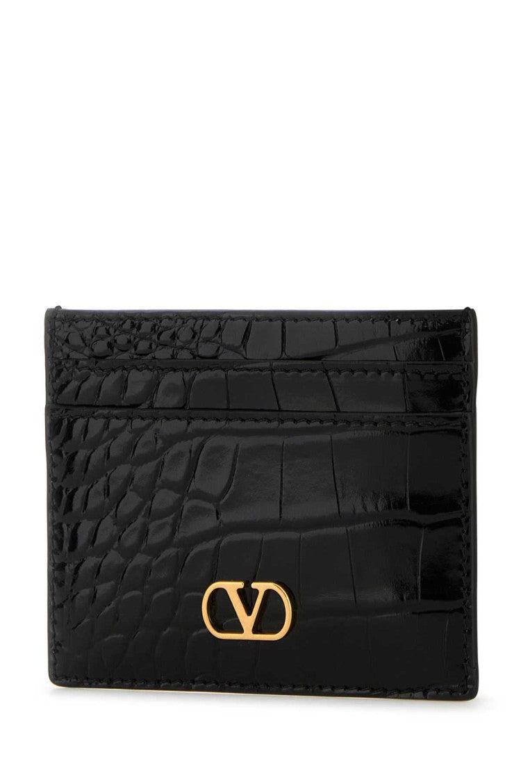 Valentino Garavani Black Leather Vlogo Card Holder