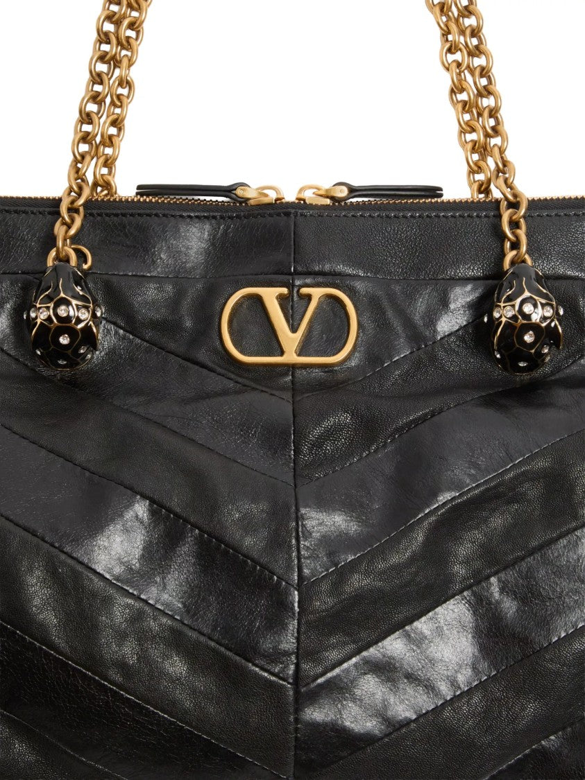 Valentino Medium Chevron Pattern Nappa Leather Shoulder Bag