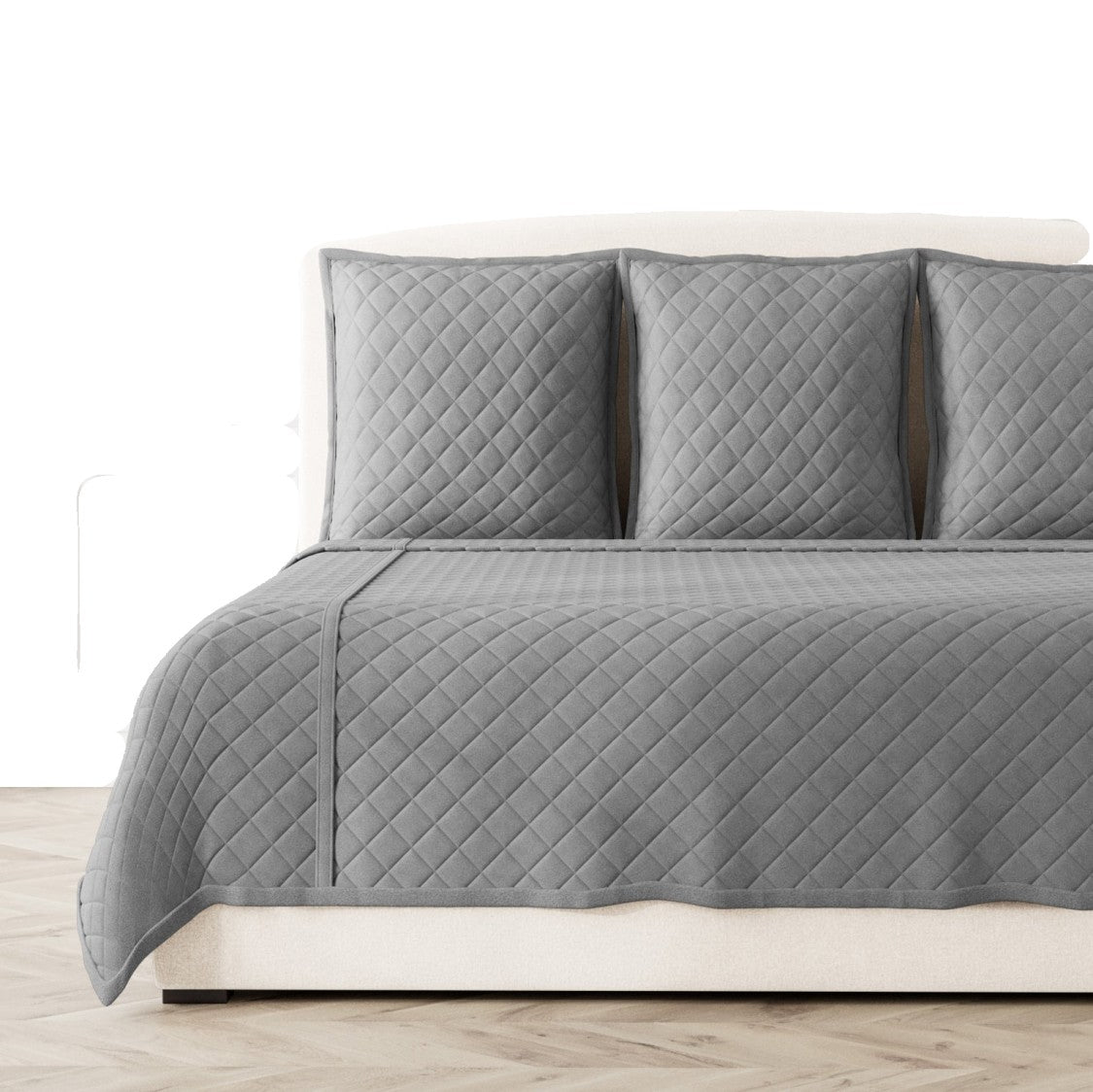 Ann Gish Flannel Coverlet Set - Grey