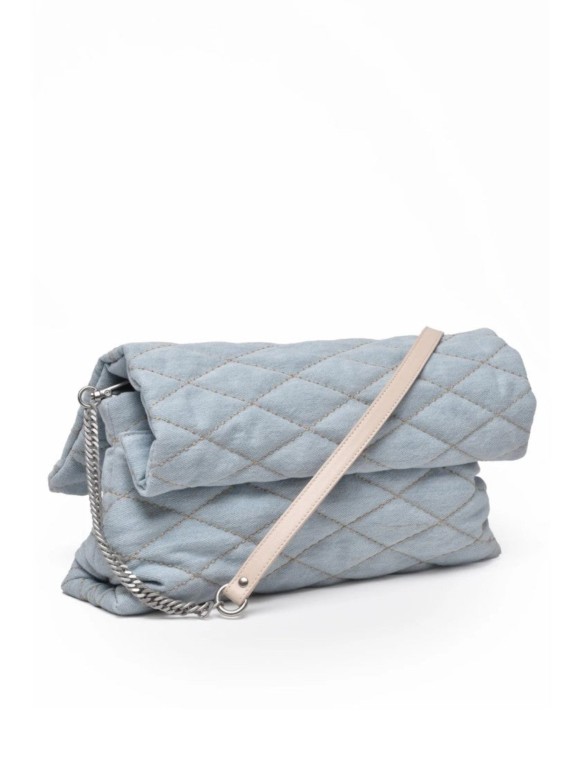 Gava Light Blue Cotton Quilted Shoulder Bag