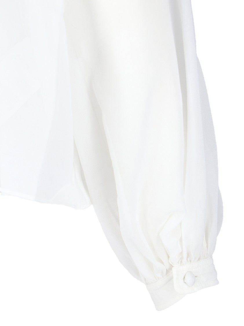 Duran Lantik High Neck White Shirt With Billowy Sleeves