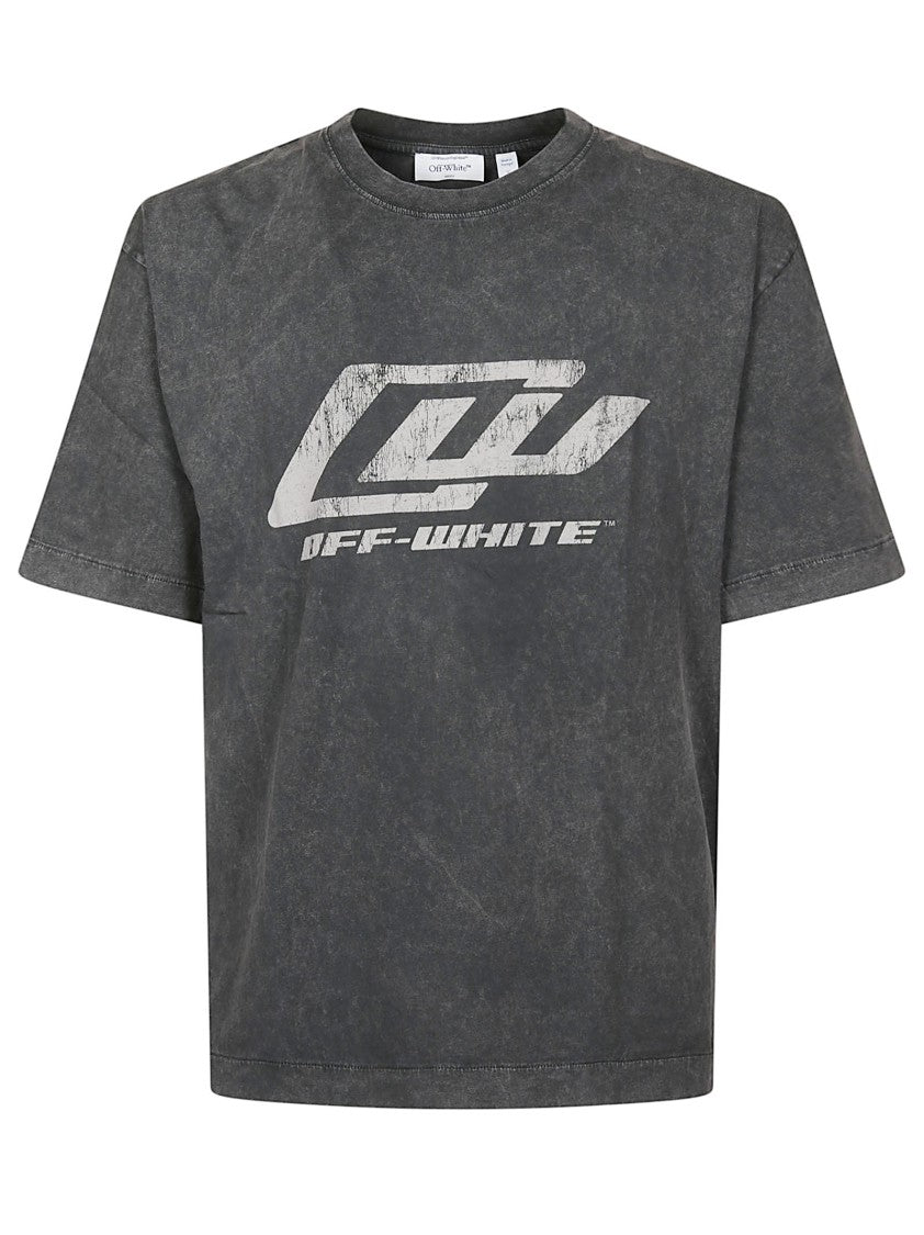 Off-White Racing Skate Cotton Distressed T-Shirt