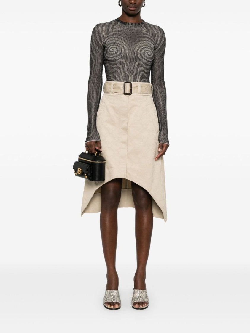 Givenchy Light Beige Belted Front Welt Skirt