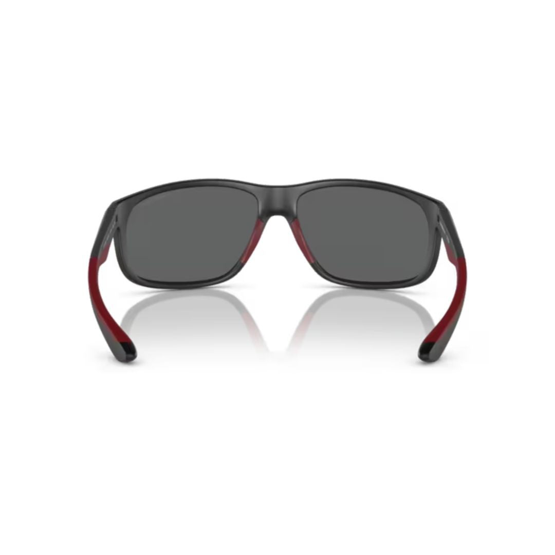 Emporio Armani 0Ea4199u Rectangular Matte Black Sunglasses With Deep Red Accents
