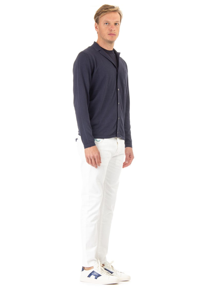 Drumohr Bowling Collar Cotton Cardigan