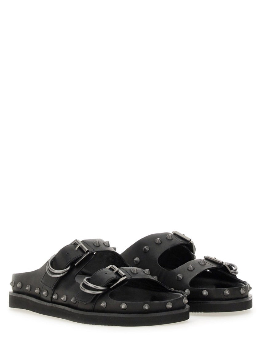 Ash Black Calf Leather "Urus" Sandals