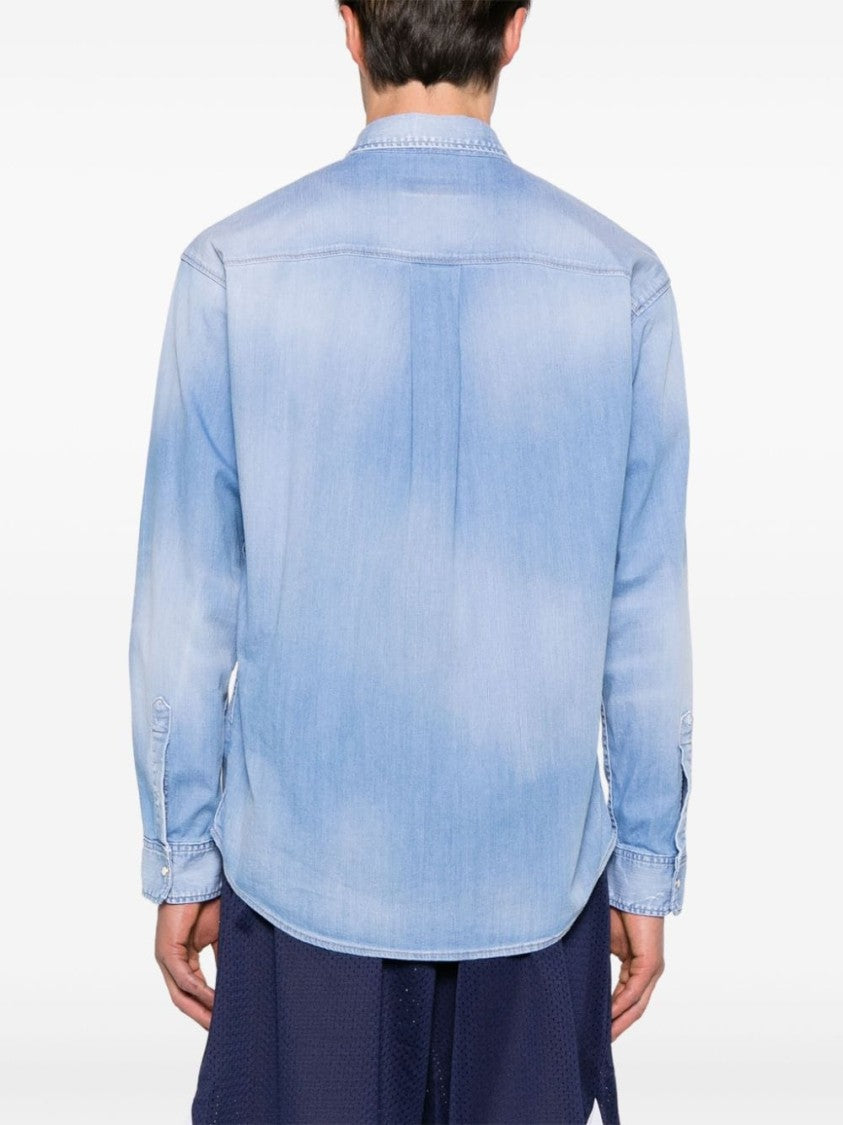 Dsquared2 Light Blue Stretch-Cotton Denim Shirt