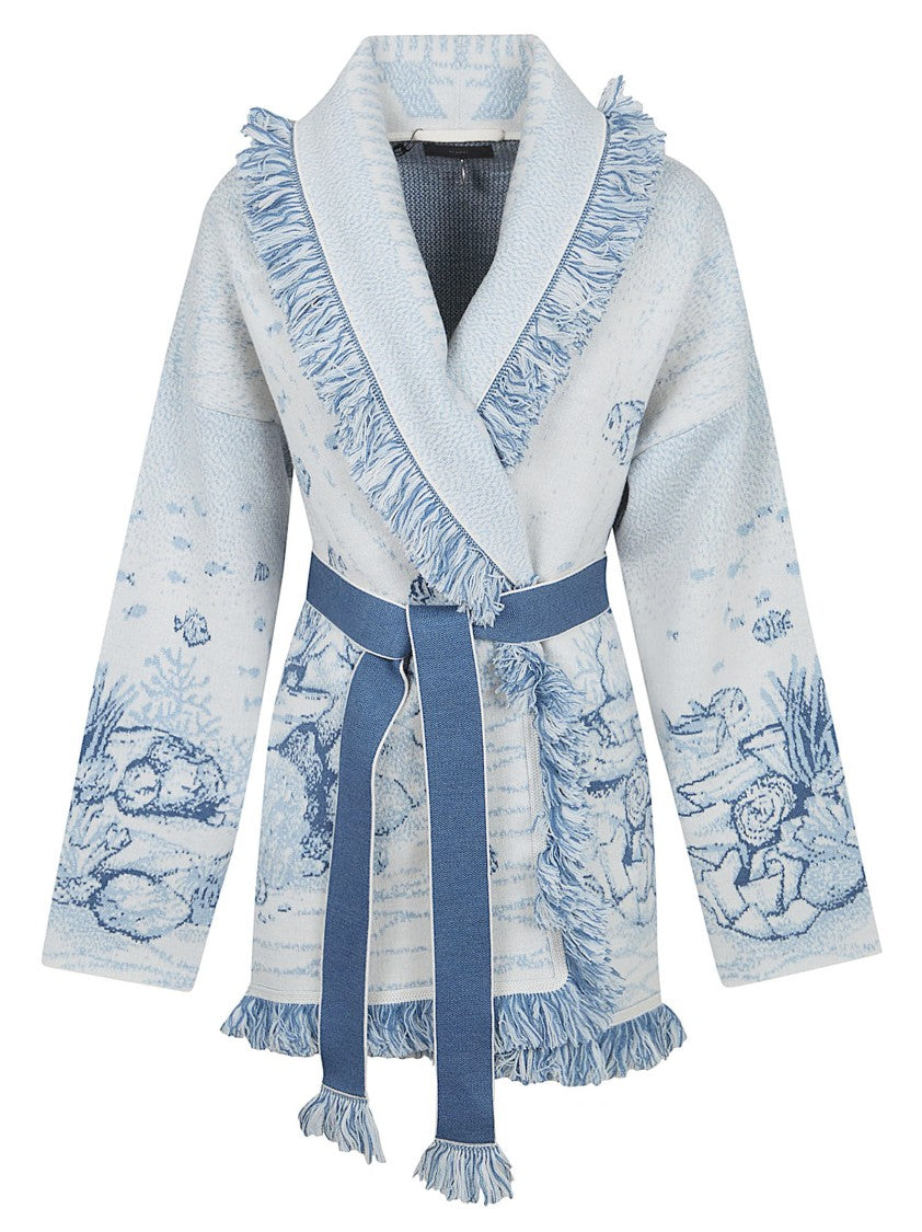 Alanui Deep In The Ocean Cardigan With Artistic Underwater Motif