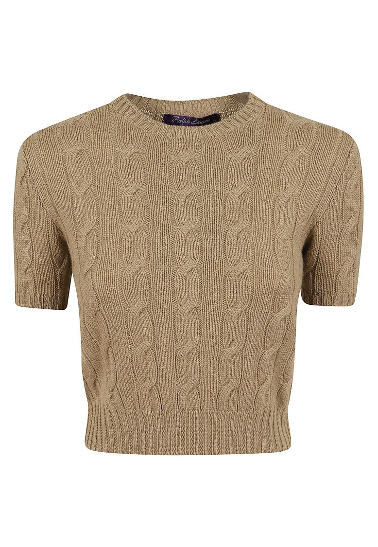 Polo Ralph Lauren Cropped Cashmere Cable-Knit Crewneck Pullover