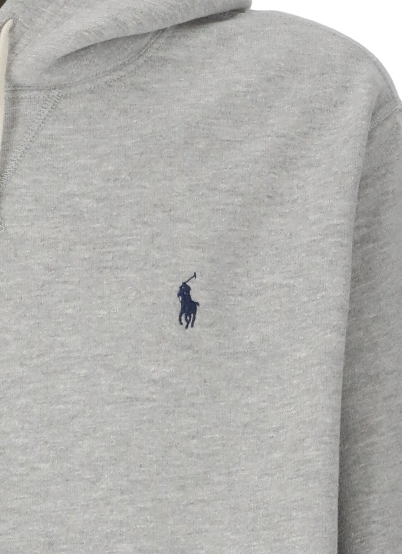 Polo Ralph Lauren Light Grey Embroidered Pony Cotton Hoodie