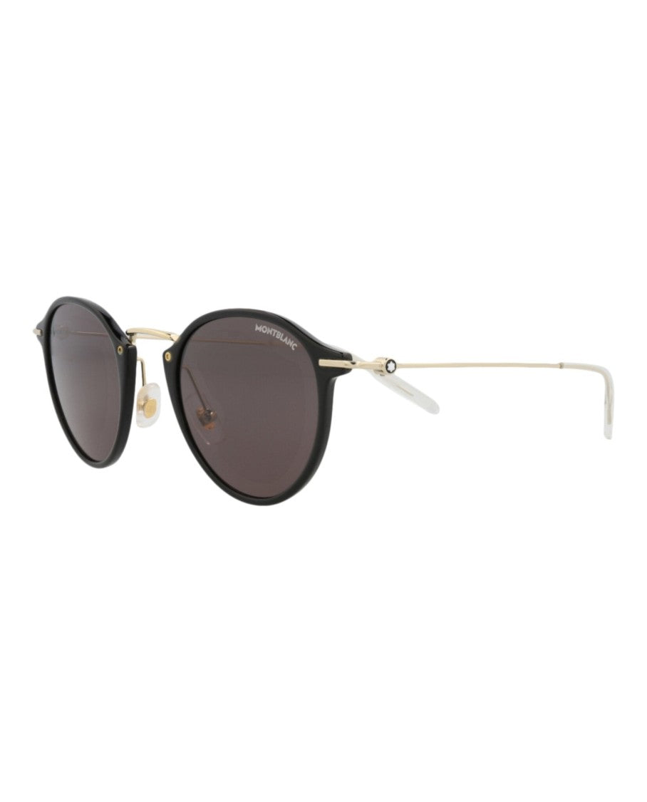 Montblanc Round-Frame Injection Sunglasses With Metal Temples