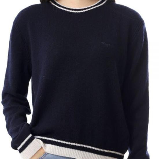 Msgm Classic Crew Neck Black Sweater With Contrasting Ribbed Detailing