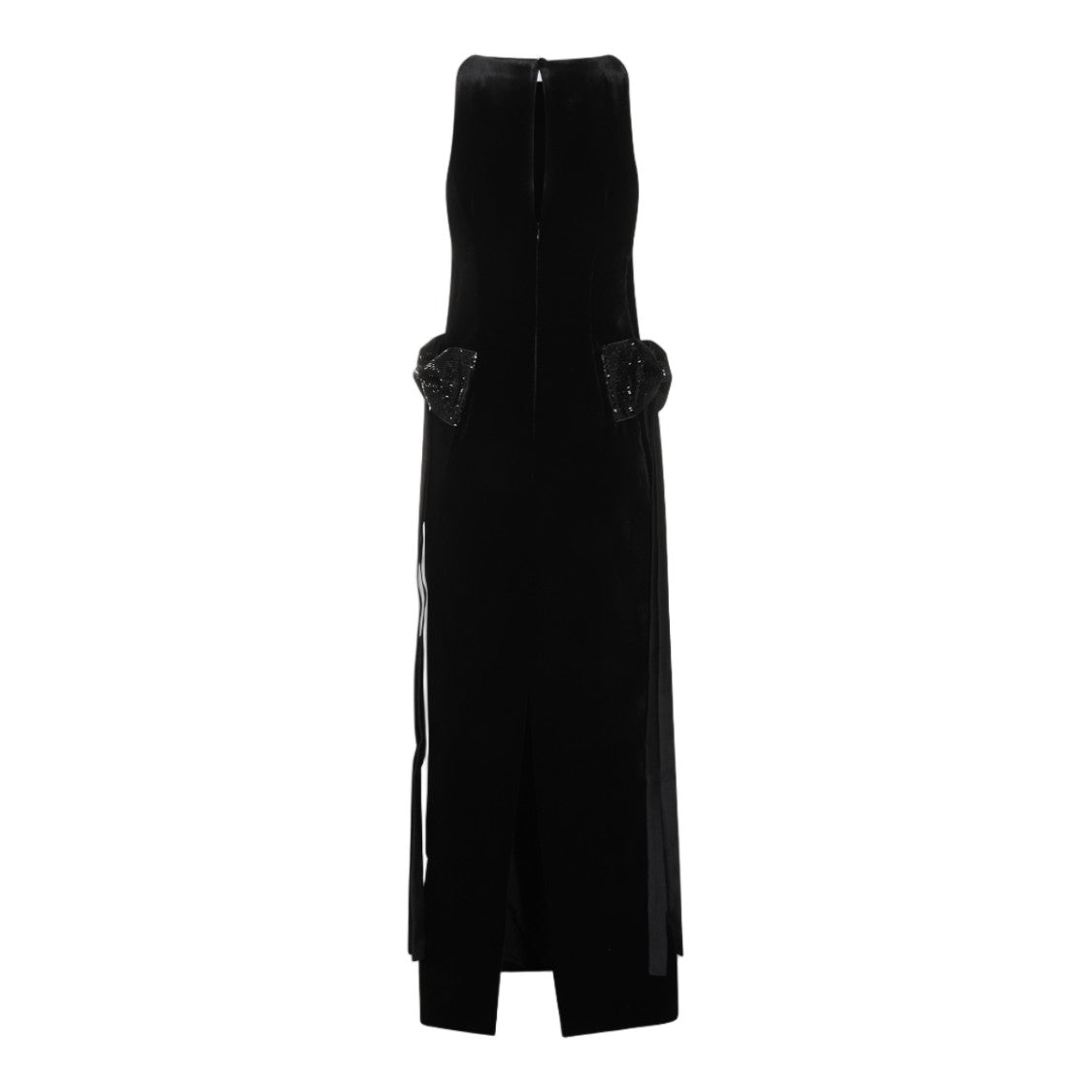 Self-Portrait Plush Velvet Bow Accent Maxi Dress