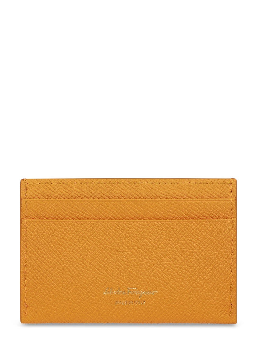 Ferragamo Textured Calfskin Wallet With Logo Emblem