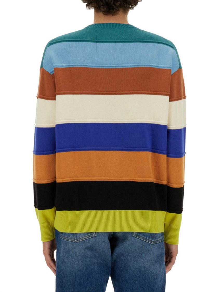 Ps Paul Smith Striped Sweater In Organic Cotton Fabric