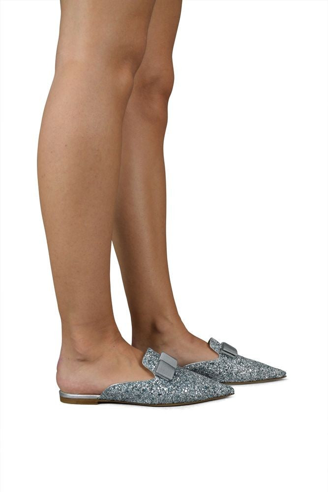 Jimmy Choo Silver Glitter Mules