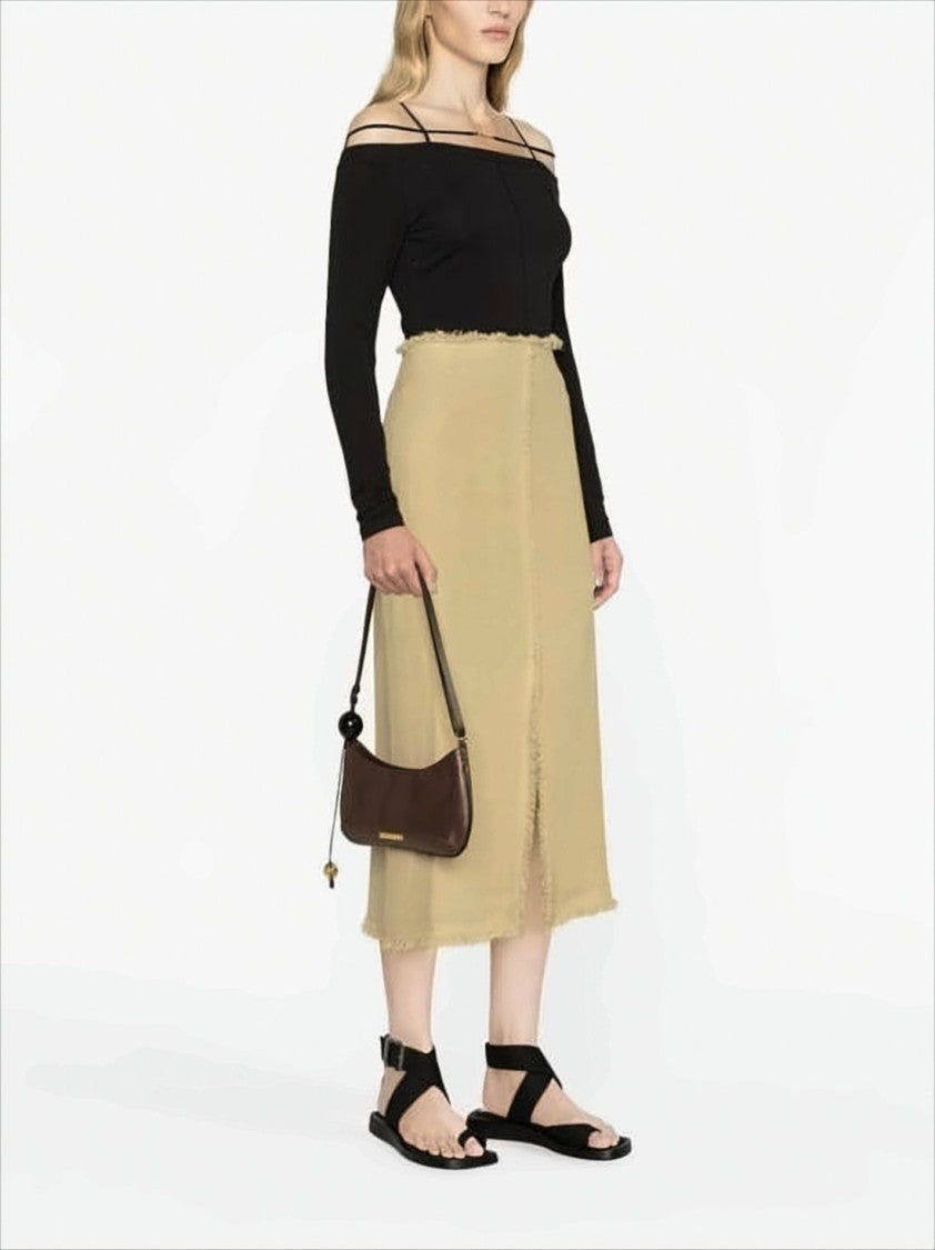 Jacquemus Fitted Off-The-Shoulder Long Sleeve Top With Strap Details