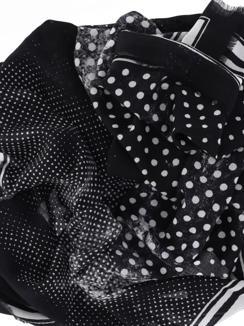 Destin Jil Quadra Polka Dot Scarf – Black