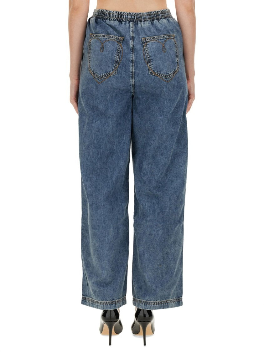 Moschino Wide-Leg Denim Trousers With High Waist