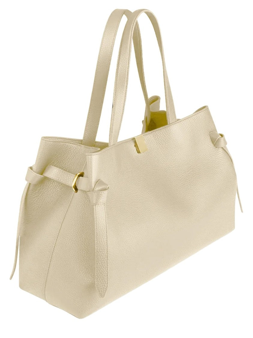 Yuzefi Textured Leather Tote Bag With Dual Top Handles