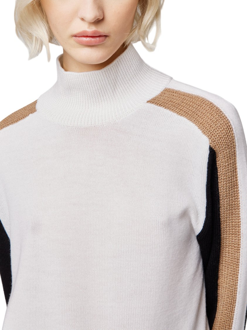 Alpha Studio Graphic Block Long-Sleeve Turtleneck Sweater
