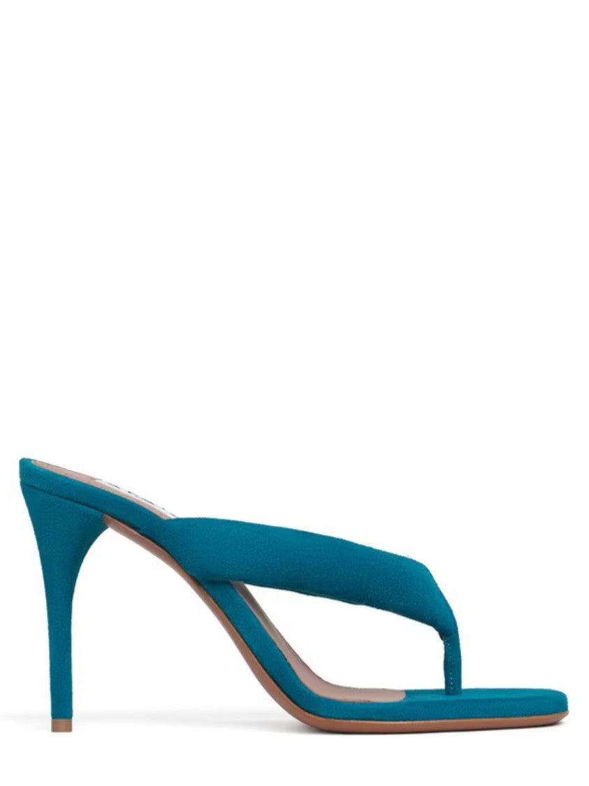 Alaïa Electric Blue Suede Thong Mules