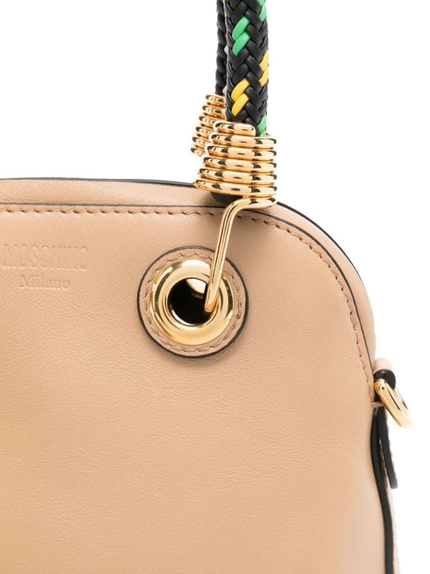 Moschino Sand Beige Structured Gold Hardware Bag