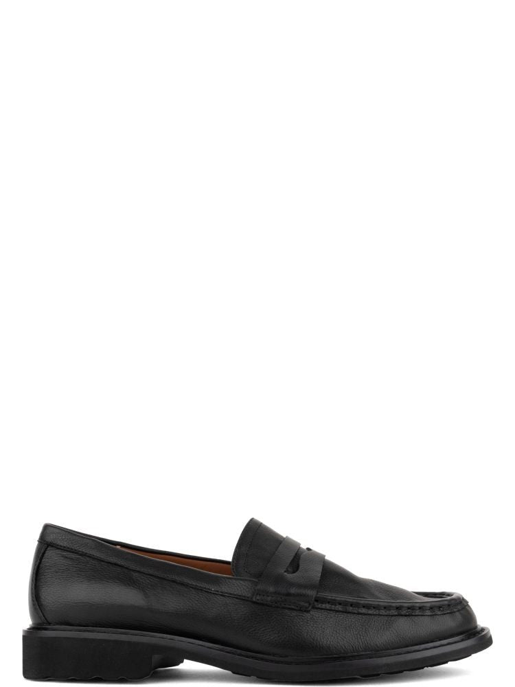 Adrianna Feretti Black Cow Leather Strap Loafers