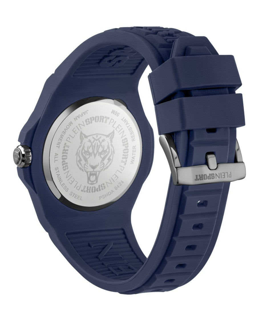 Plein Sport Bold 46Mm Silicone Watch With Blue Enamel Dial