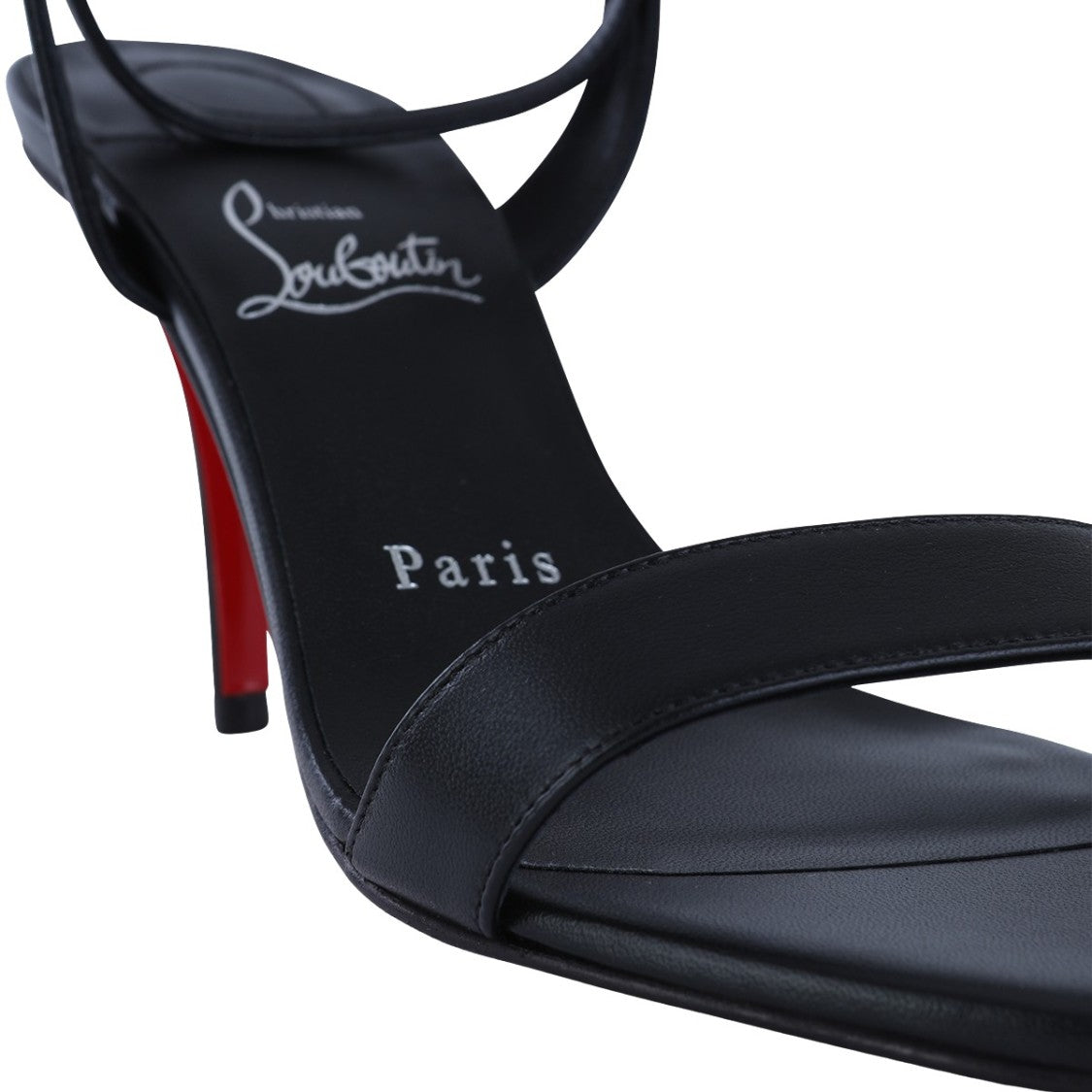 Christian Louboutin Black Leather Sandals With Glossy Red Sole