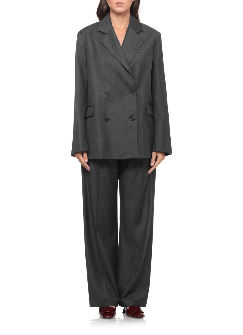 Loulou De Saison Wool Double-Breasted Grey Loulou De Saison Blazer