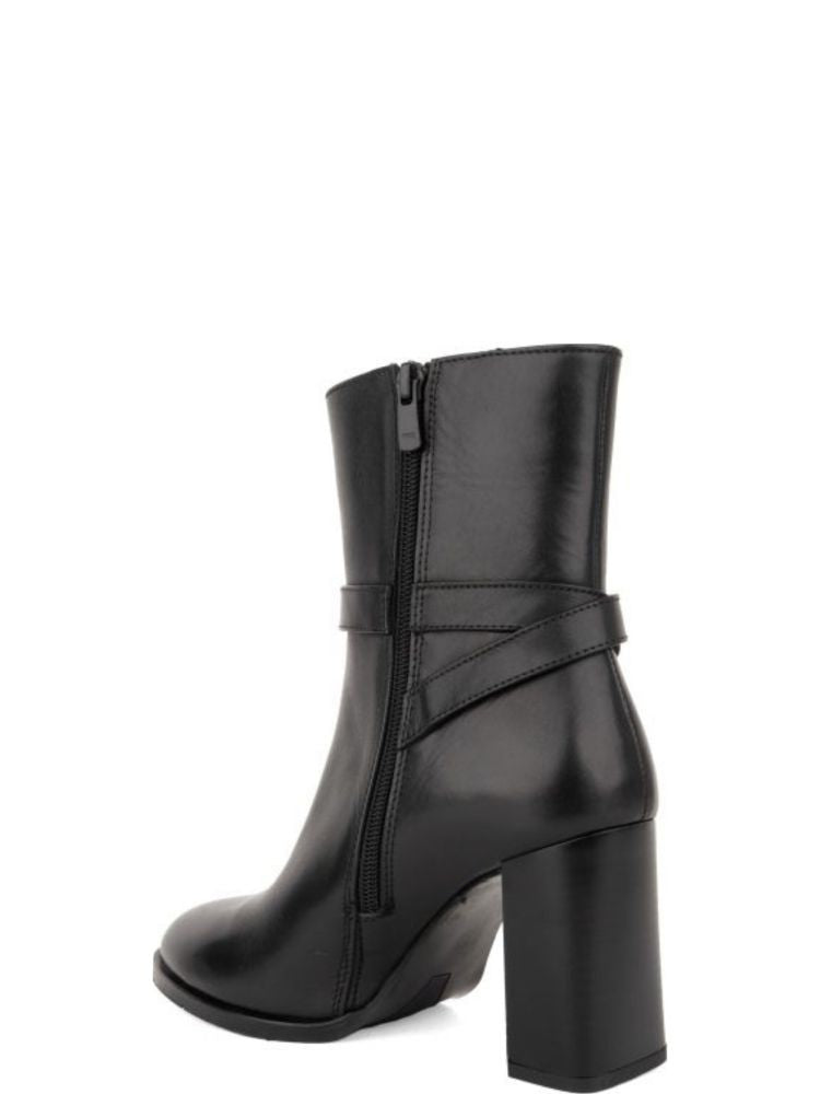 Sergio Moretti Black Gold-Tone Chain Leather Ankle Boots