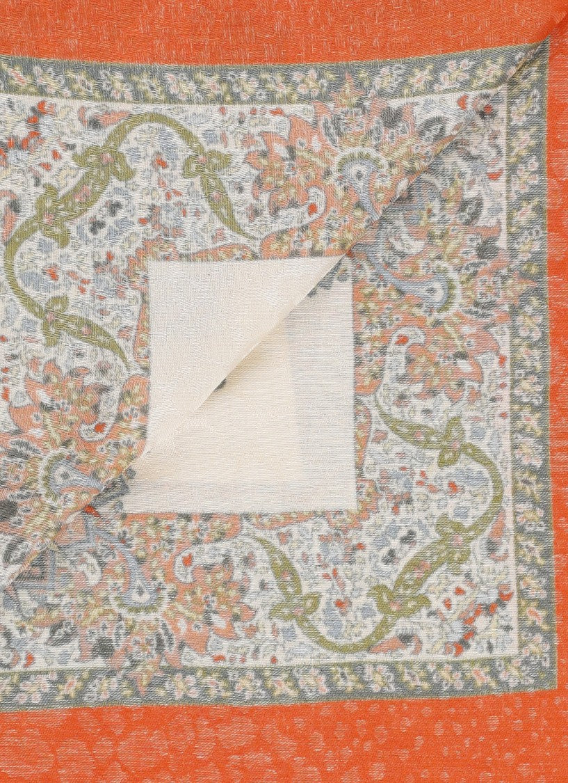 Etro Intricate Paisley Print Cotton Scarf With Fringed Edges