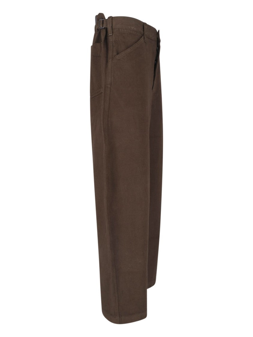Lemaire Brown Rounded Wide-Leg Cotton Pants