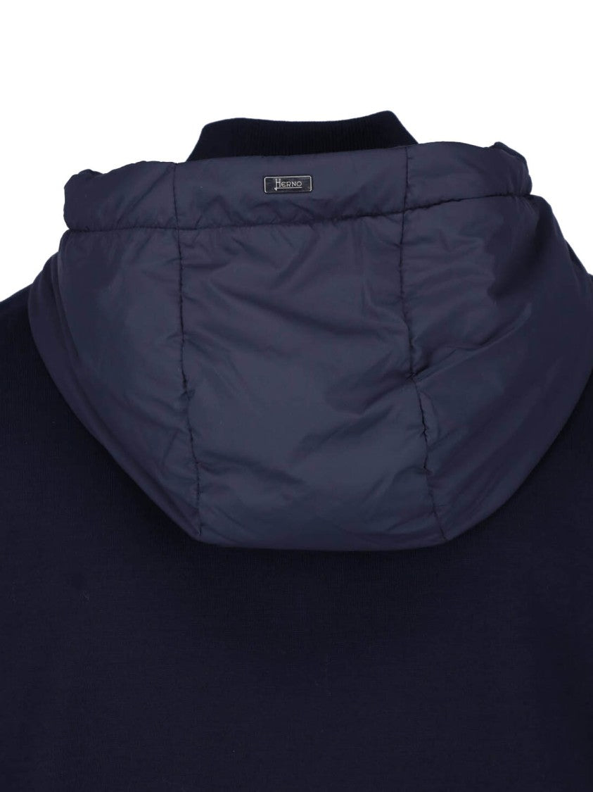 Herno Blue Cotton-Blend Resort Hooded Jacket