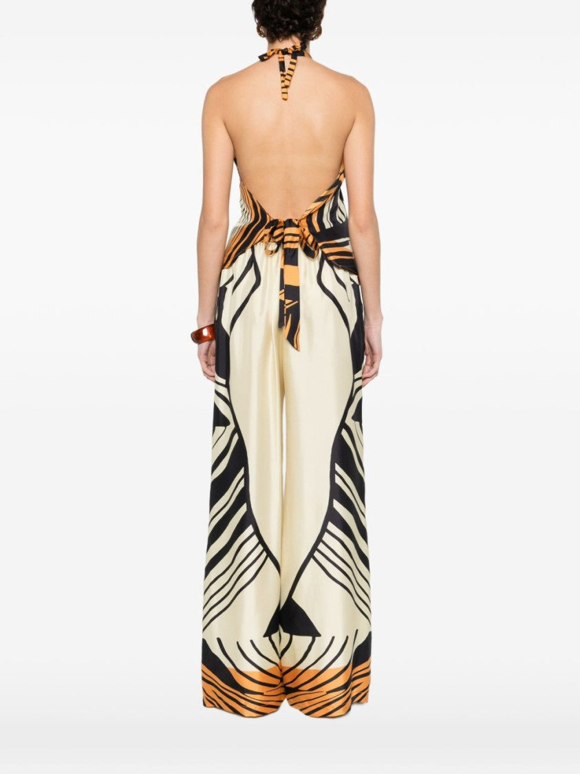 Raquel Diniz Asymmetrical Hem Silk Top With Tie Closure