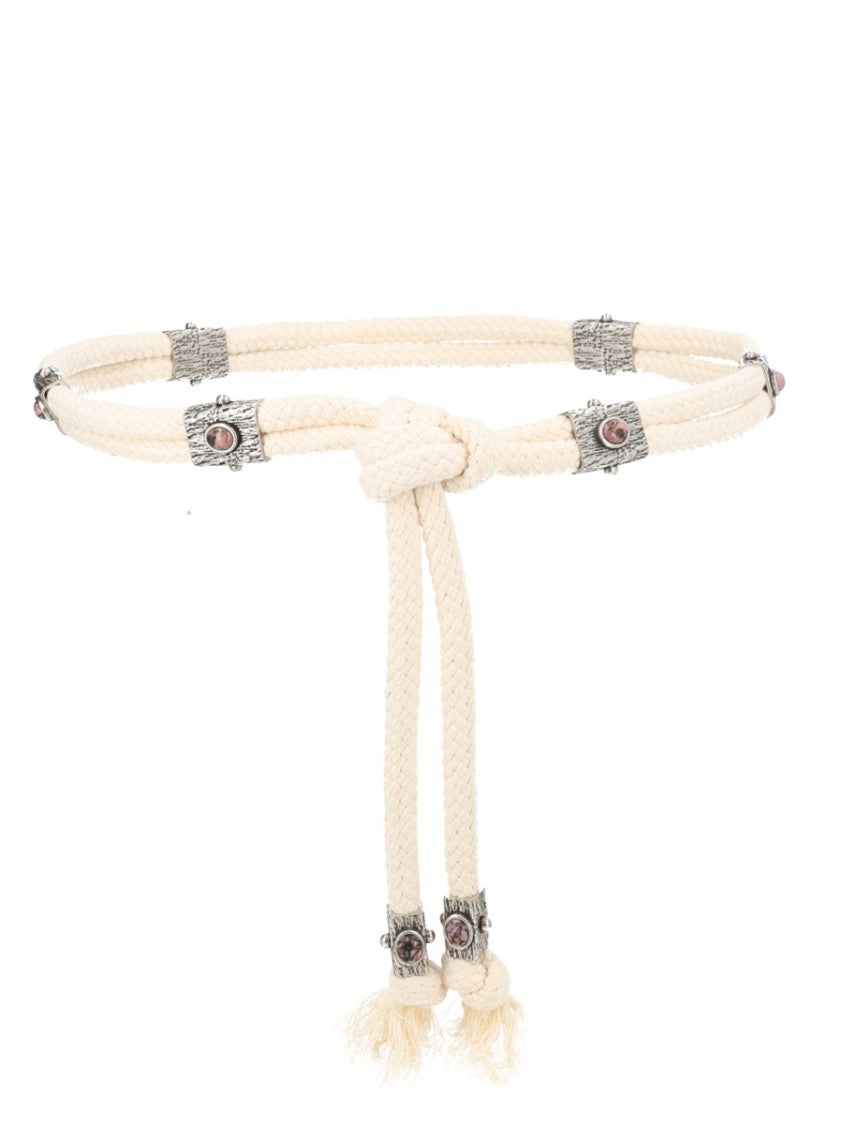 Isabel Marant Natural Braided Rope Stone Accents Belt