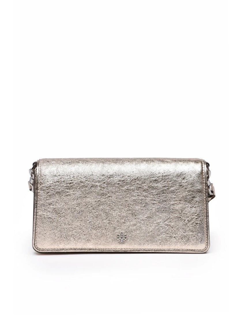 Tory Burch Metallic Shoulder Bag With Textured Finish And Adjustable Strap