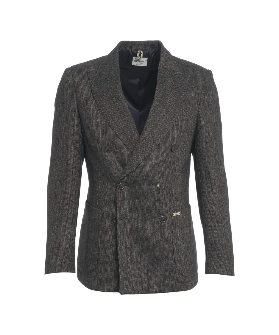 Luis Trenker Double-Breasted Lusimone Blazer With Herringbone Pattern