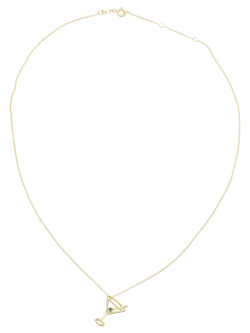 Aliita Gold-Toned Martini Glass Necklace With Emerald Detail