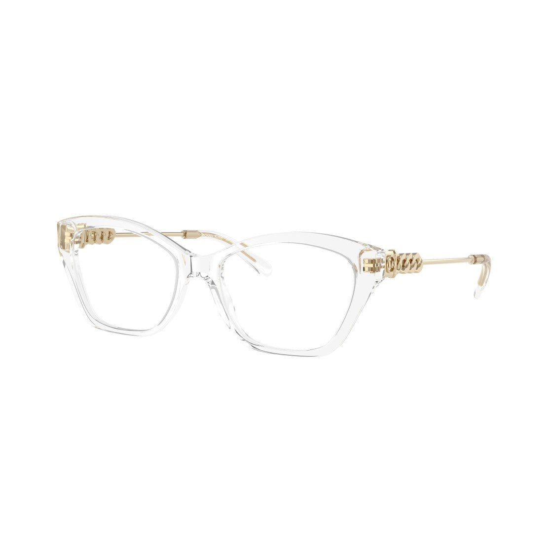 Michael Kors 0Mk4136 Transparent Cat-Eye Eyeglasses With Gold-Link Temples