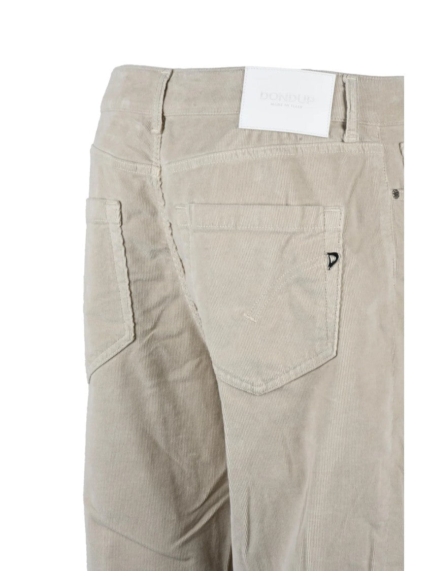 Dondup Cropped White Pants With Button-Fly Closure
